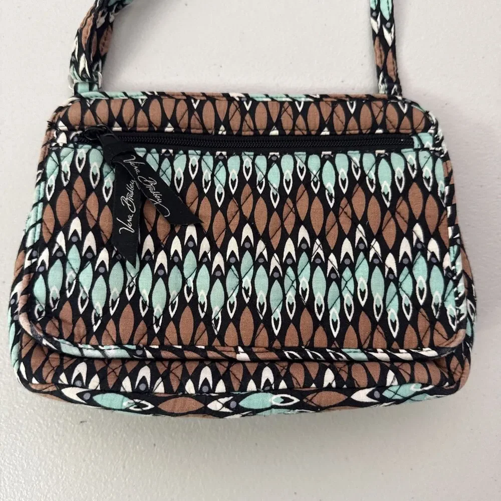 Vera Bradley Crossbody Purse Bag Brown Teal Travel Weekend Bohemian